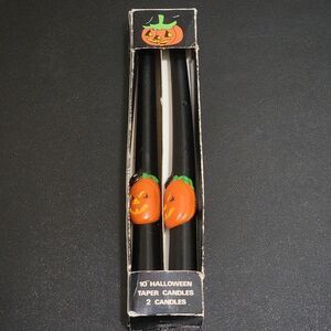 Vintage Black Halloween Pumpkin Novelty Taper‎ Candles Spooky Fall Decoration